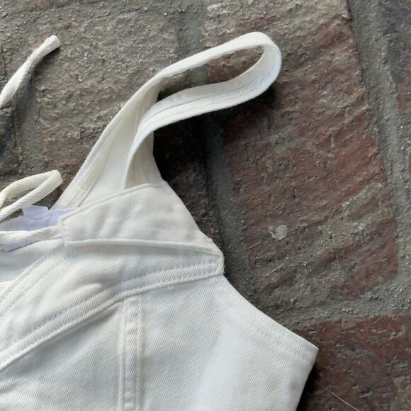 Pacsun Barbie Tie Front Bralette Crop Top Size XS White Embroidered Pink B NWT - Picture 4 of 7